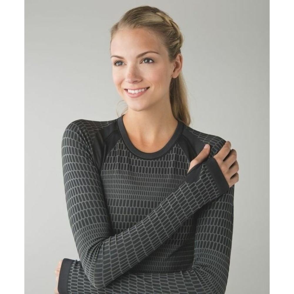 EUC lululemon athletica Black and Gray Long Sleeve Tech Top
